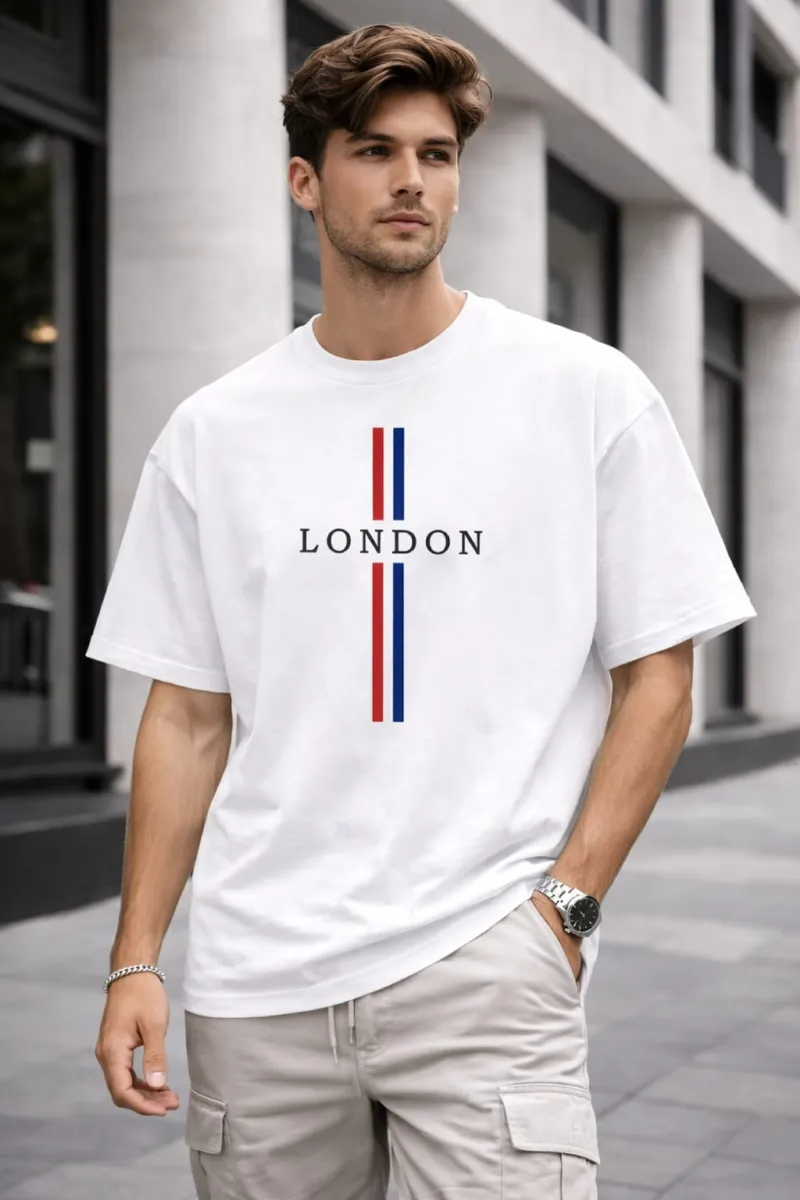 Pure Cotton Drop Shoulder T-Shirt with DTF Print, 6 Colours