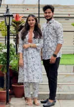 Couple Dress Set, Readymade Salwar Kameez and Matching Shirt