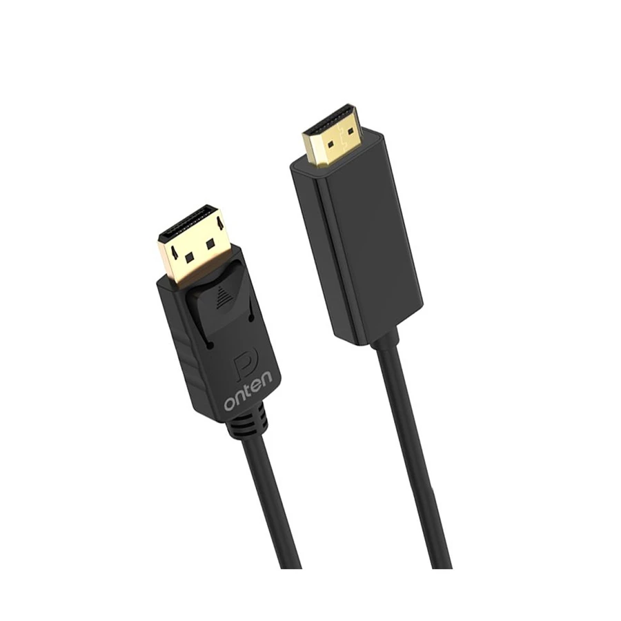 Onten OTN-DP303 DisplayPort Male to HDMI Male Cable, 1.8 Meter, Black