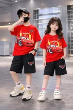 Kids' Drop Shoulder Printed T-Shirt and Pant Set, 2 to 5 Years