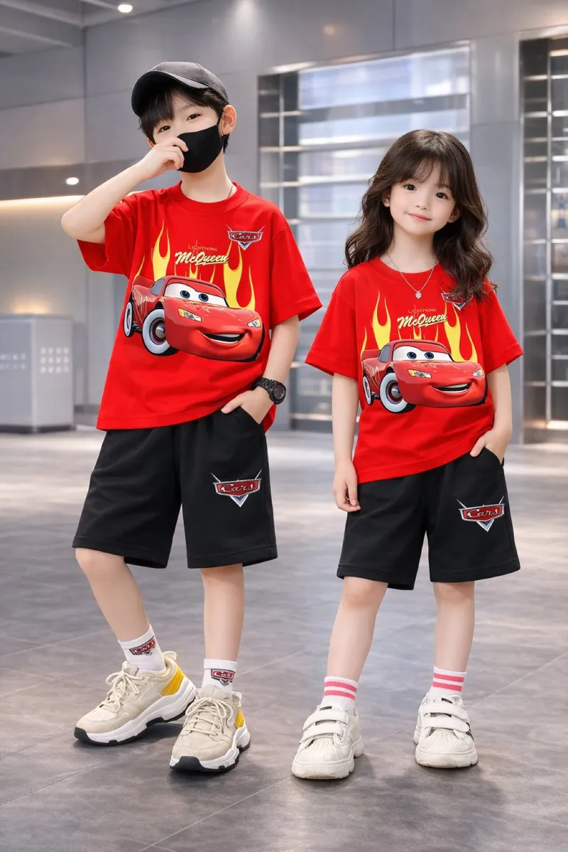 Kids' Drop Shoulder Printed T-Shirt and Pant Set, 2 to 5 Years
