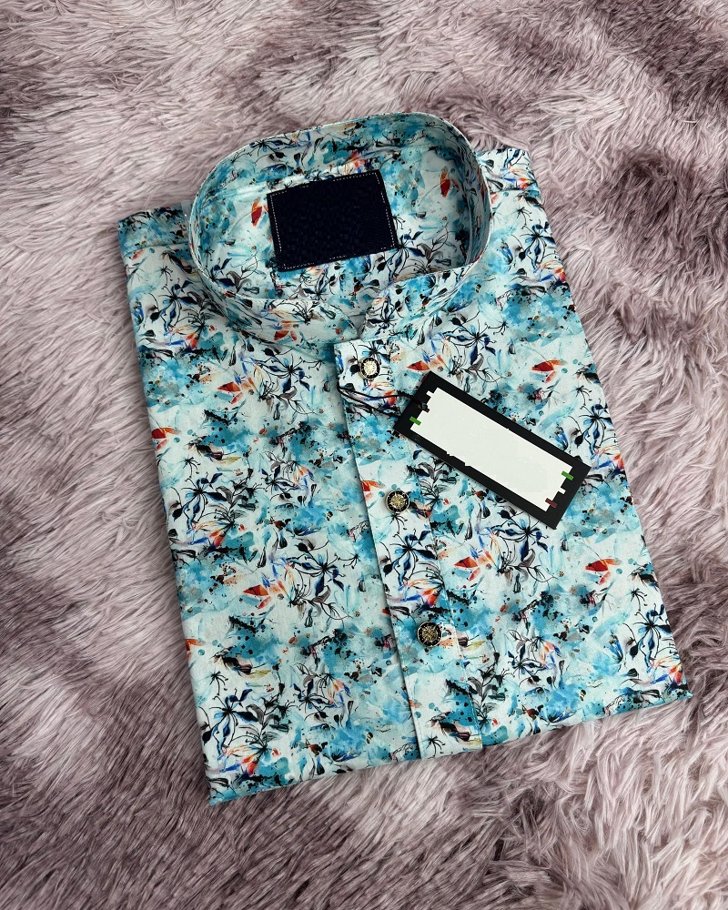 Men's Cotton Digital Print Panjabi, Sizes M to XL, 4 Colours