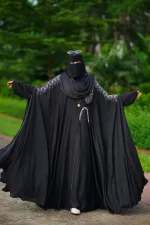 Abaya, Inner and Hijab Set with Lace Work, Free Body Size
