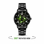 360° Rotating Car Wheel Rim Quartz Watch – Matte Black Sports Wristwatch
