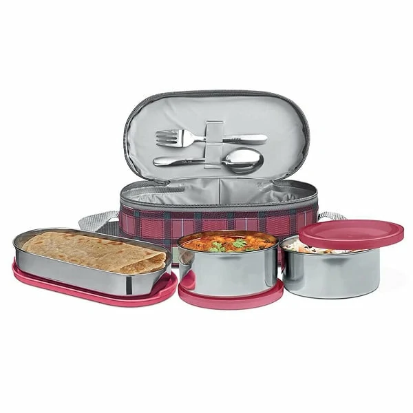 Milton Corporate Lunch 3 Stainless Steel Lunch Box- Red Color