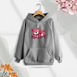 Premium Comfortable (Gray -Happy) Ladies winter hoodie