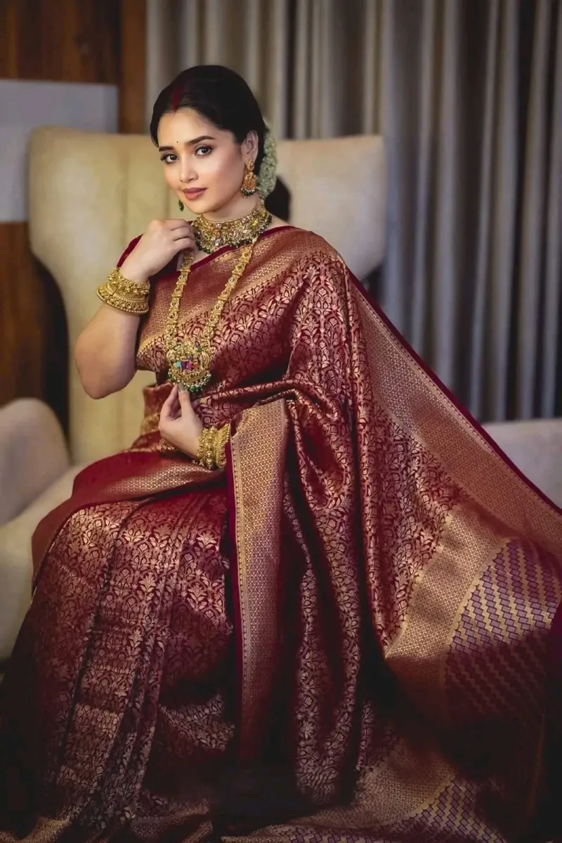 Elegant Banarasi Katan Saree for Special Occasions, 4 Colours