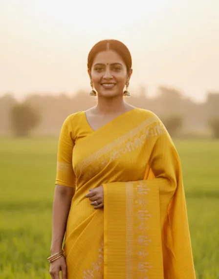Cotton Screen Print Saree with Running Blouse, 12.5 Haath