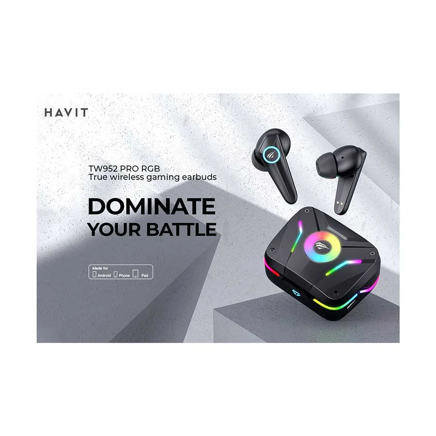 Havit TW952 Pro RGB Gaming TWS Bluetooth Earbuds Black