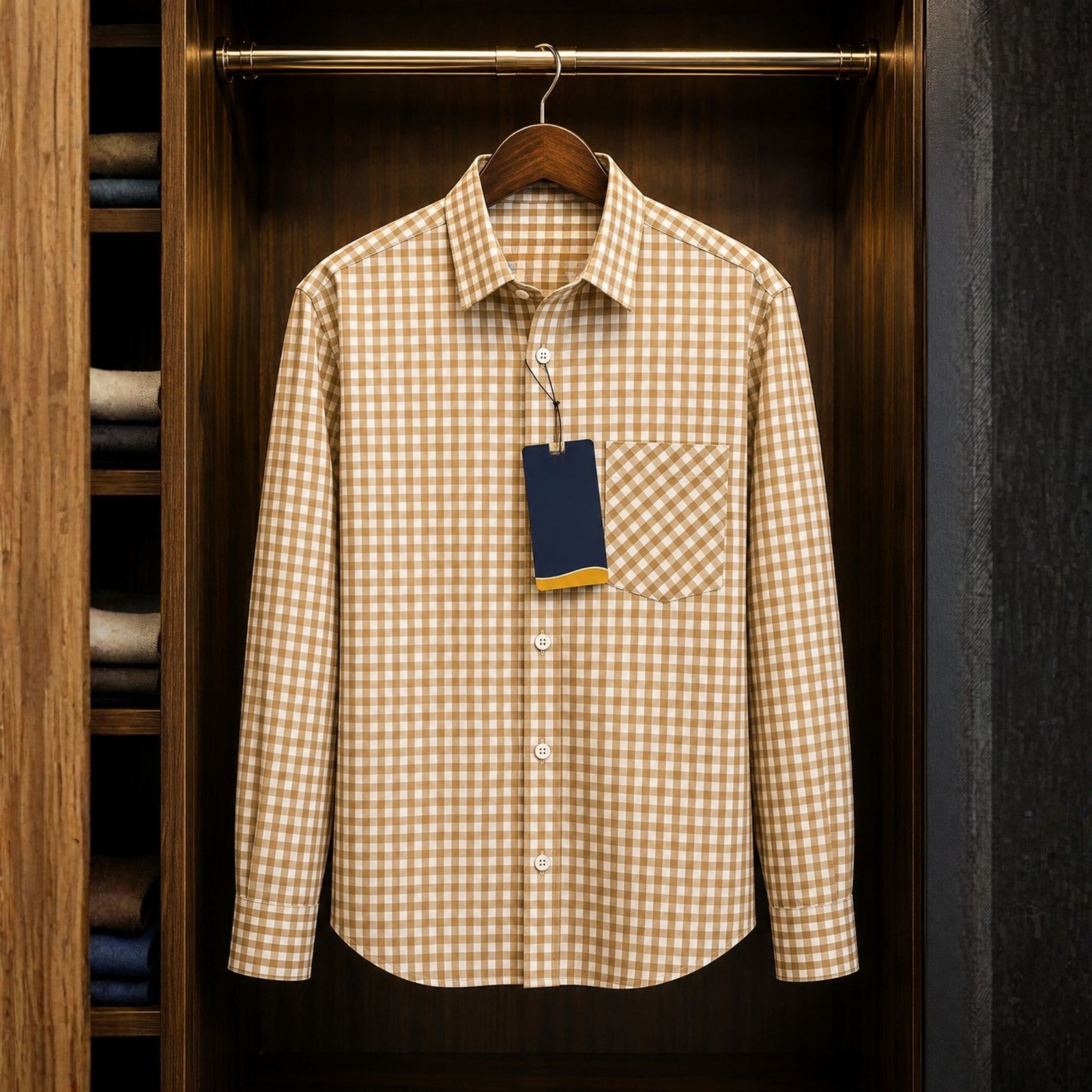 Men's Formal Check Shirt in Oxford Cotton, Collar 15 to 16.5