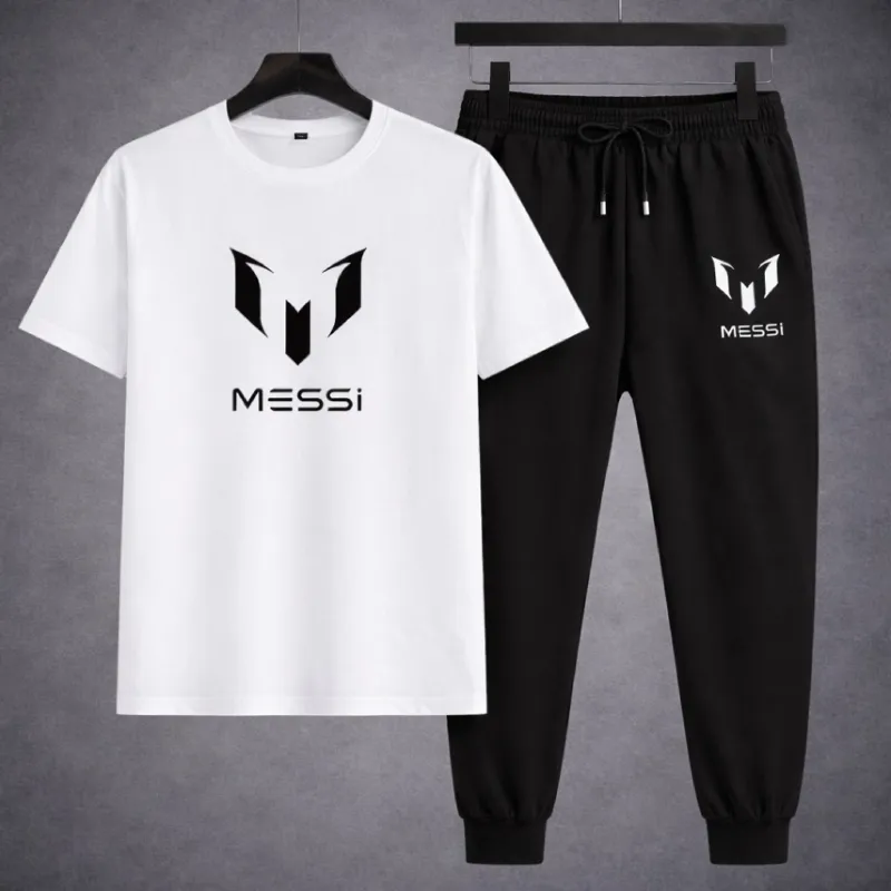 Men's Two-Piece Mesh Jersey Combo, Printed Tee and Trouser