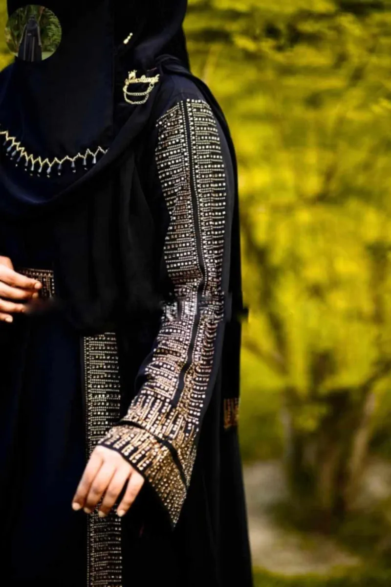 Women's Cherry Koti Abaya Set with Belt and Hijab, Sizes 52 to 56