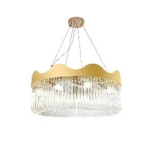 Qulik Modern Crystal Chandelier Decorative Pendant Hanging single layer 3 color LED Ceiling Light (QL-3325-500)