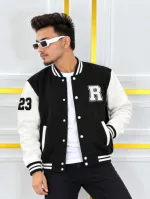 Unisex Cotton Varsity Jacket with DTF Print, 300 GSM