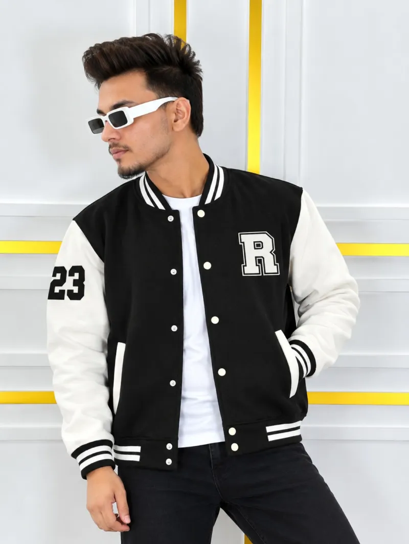 Unisex Cotton Varsity Jacket with DTF Print, 300 GSM