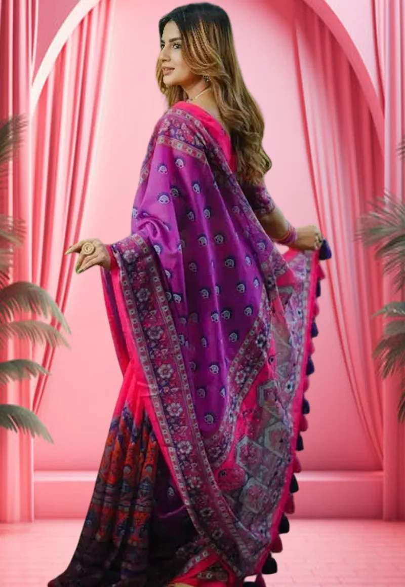 Chanduri Silk Digital Print Saree, 12.5 Haath, 5 Colours