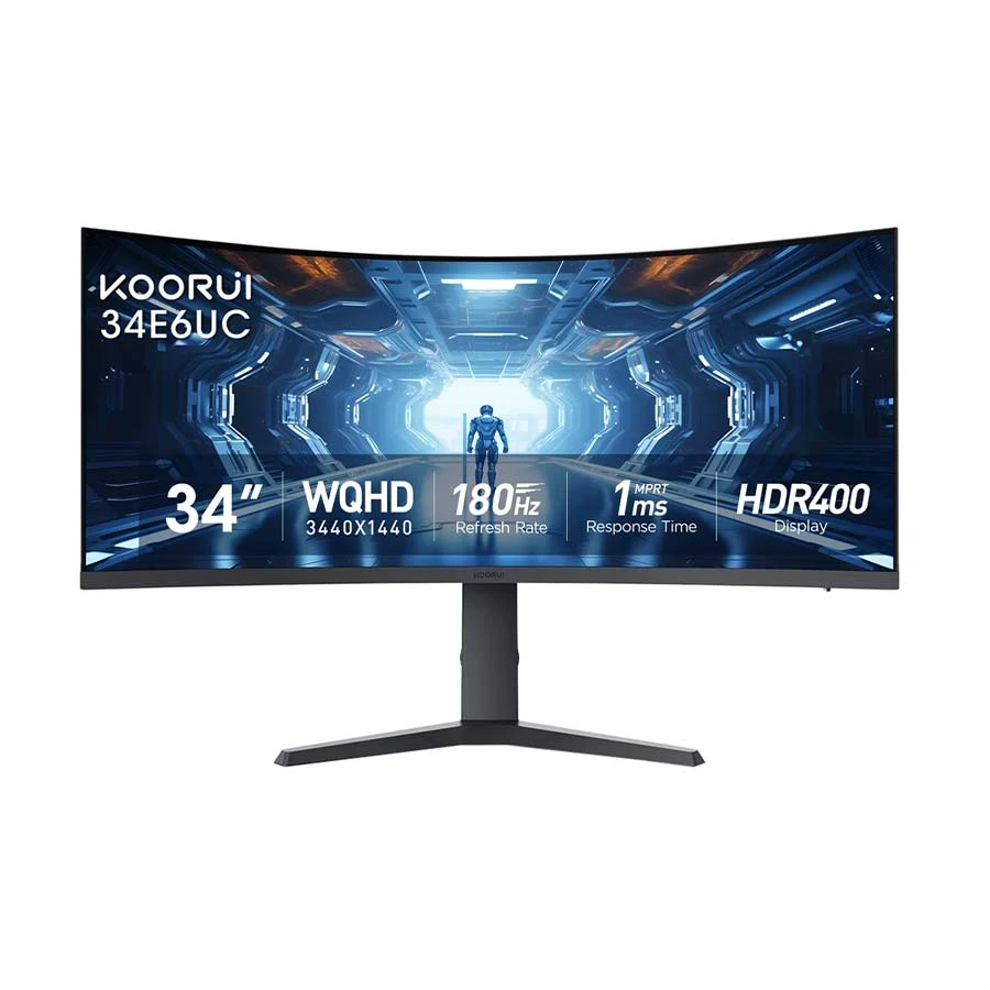 KOORUI 34E6UC 34 Inch UWQHD 180Hz VA Curved Gaming Monitor