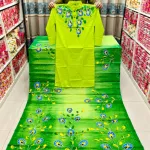 Hand-Painted Couple Set – Half Silk Saree & Dupion Silk Panjabi