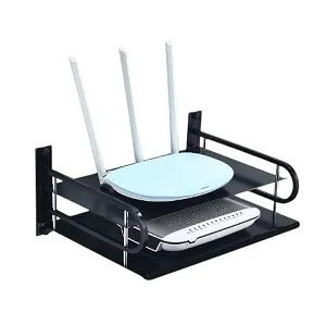 Black Metal Wireless Wifi Router Storage Box