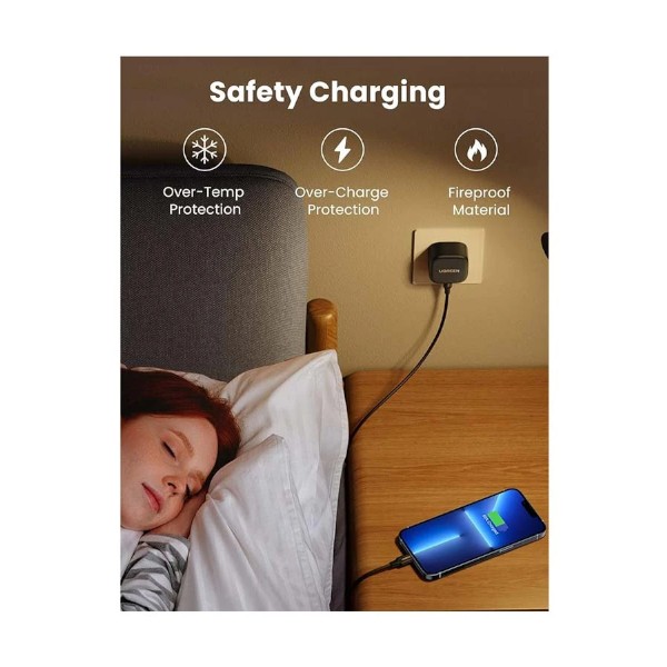 Ugreen CD250 USB-C 25W PD Black Charger Black (UK Pin)