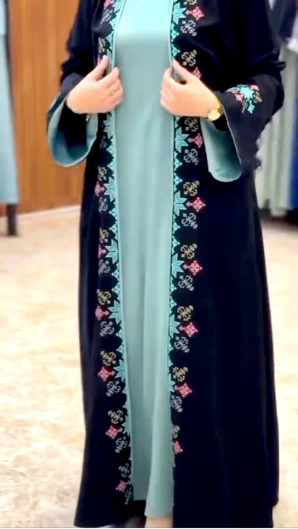 Abaya Koti Borka Dress, Dubai Cherry Embroidered
