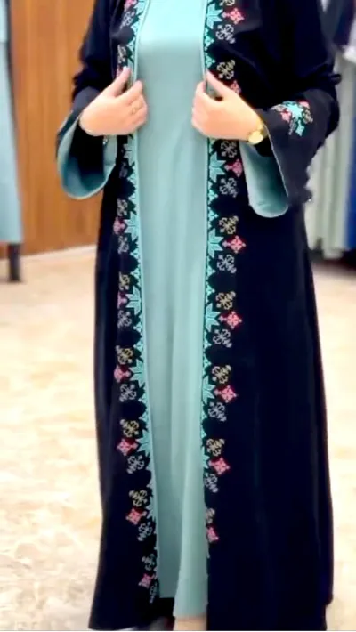 Abaya Koti Borka Dress, Dubai Cherry Embroidered