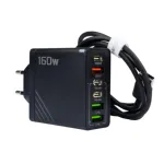 160W Super Fast Multi-Port GaN Charger with 6-in-1 Power Delivery & Type-C Cable