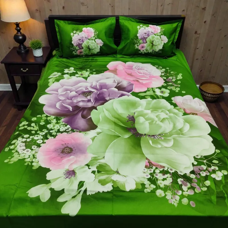 Panel Cotton Bedsheet 8 x 7 Feet with Stitched Pillow Covers
