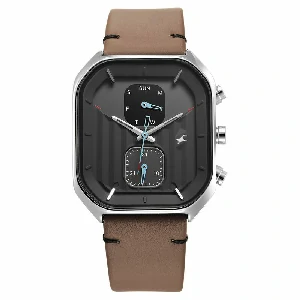 Fastrack 3270SL04 Fleek Quartz Multifunction Grey Dial Leather Strap Watch