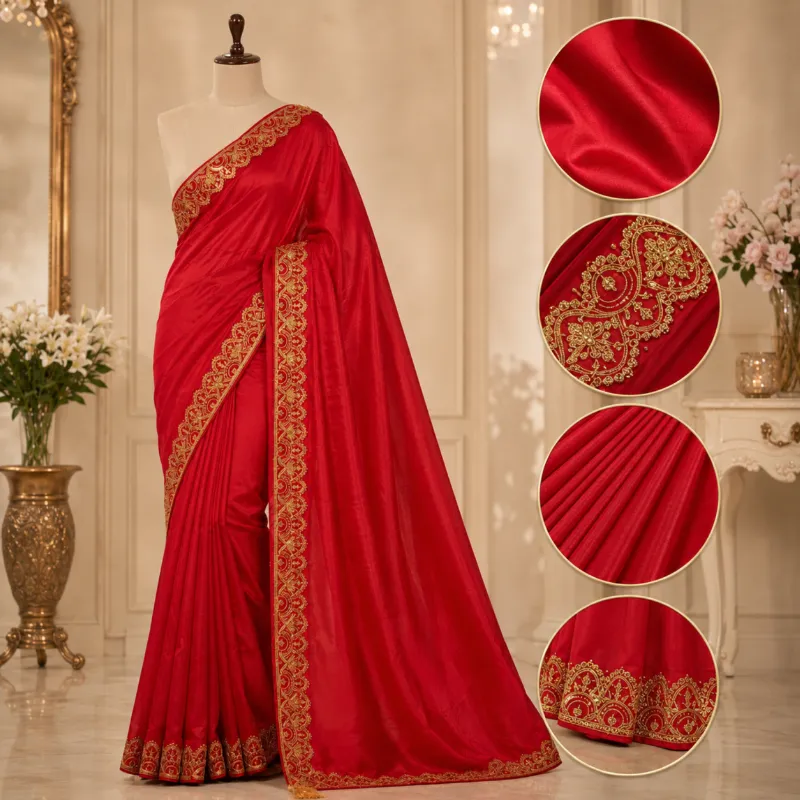 Premium Dupion Silk Saree with Blouse Piece | Soft & Elegant Traditional Wear for Wedding, Eid & Party