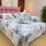 Quilted Comforter and Bed Sheet Set in Pure Twill Cotton, 5 Pieces