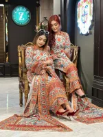 Dubai Silk Digital Print Three Piece with Butter Silk Salwar