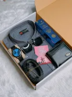Men's Cotton Shirt Gift Box Set with Belt, Sunglasses and Watch