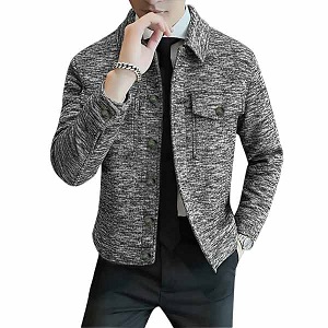 MEN'S Button-Up Shacket Jacket ( Ash+Black)