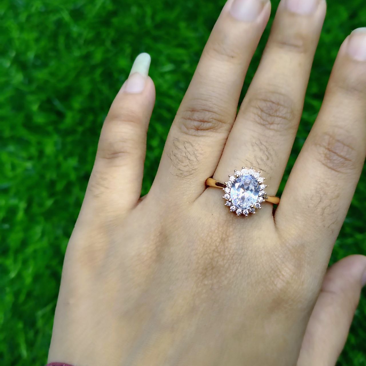 Classic Crystal Crown Ring – Golden Finish