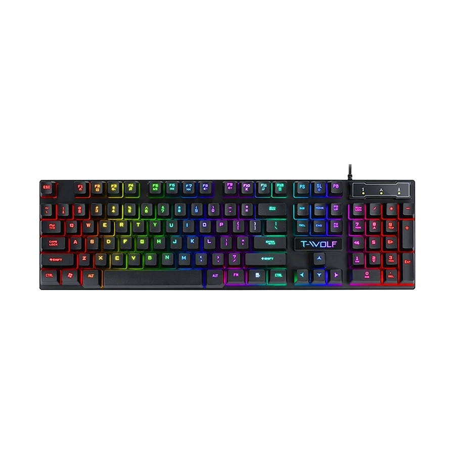 T-Wolf T20 RGB Wired Black Gaming Keyboard