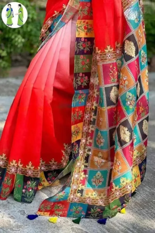 Chanduri Soft Silk Saree with Stone Work and Digital Print