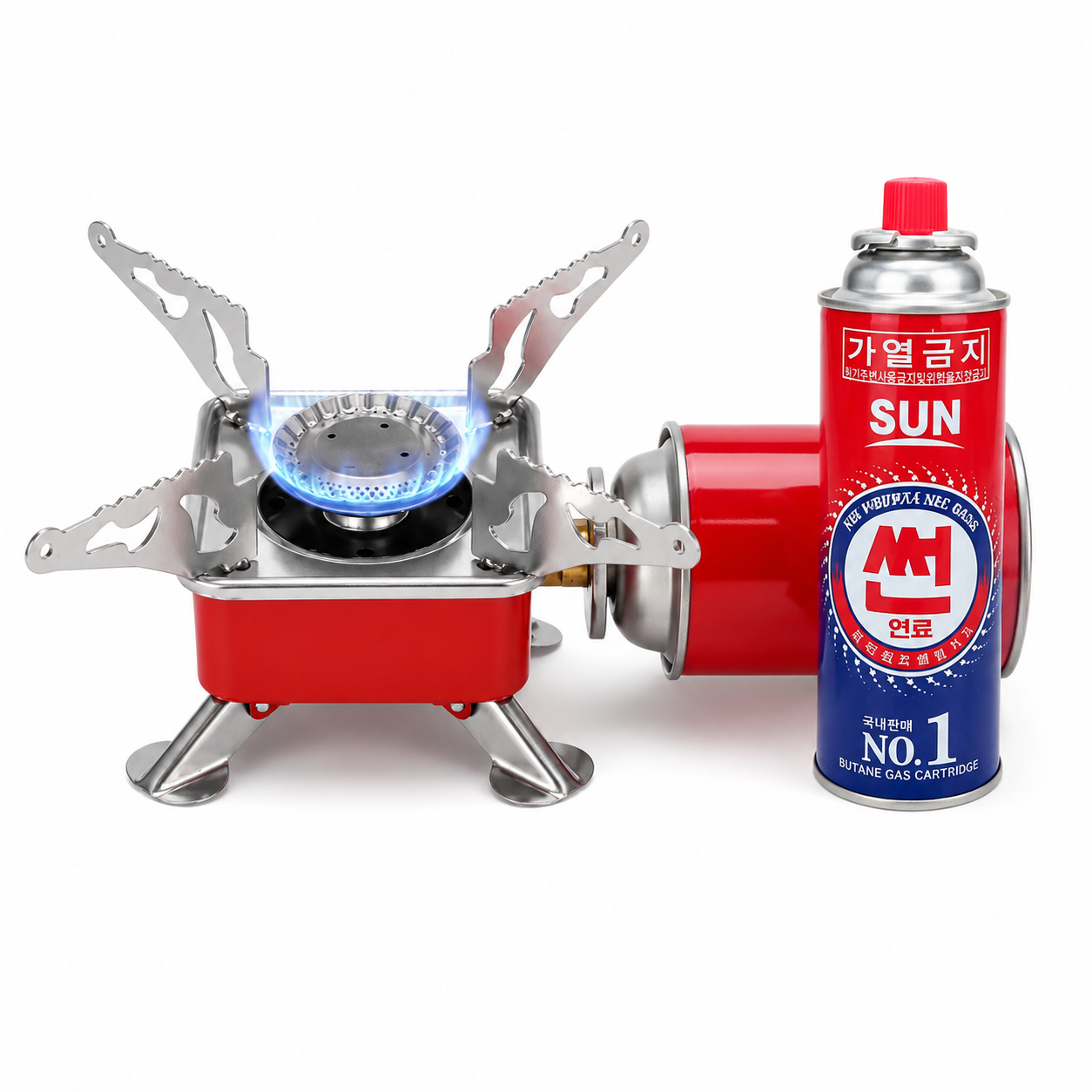 Kovar K-202 Portable Outdoor Camping Stove & Sun Butane Gas Set – Lightweight Card-Type Gas Stove with Auto Fire for Hiking & Backpacking