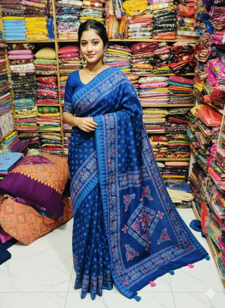 Boutique Screen Print Silk Saree, 13.5 Haath, 6 Colours