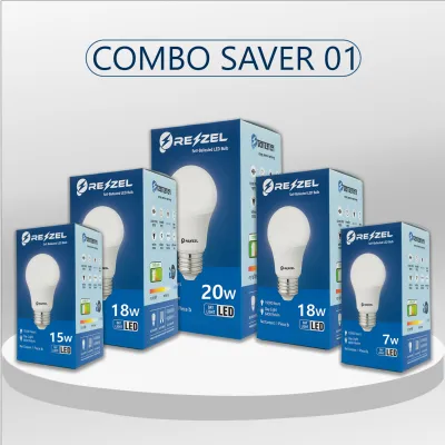 Rezzel LED Bulb 5-Piece Combo Pack (20w, 18w, 18w, 15w, 7w)