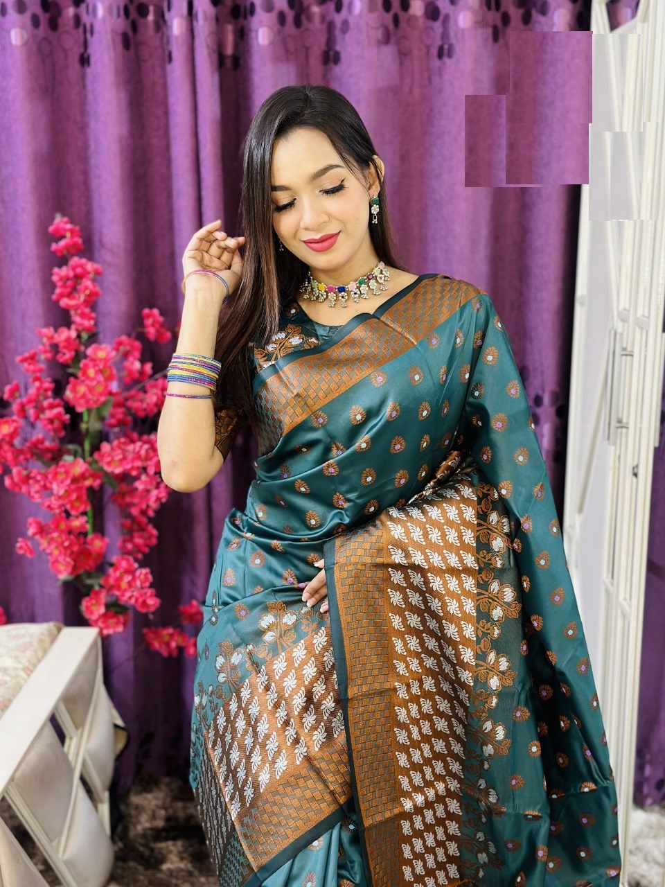 Soft Silk Katan Party Saree with Zari Weaving, 6 Colours