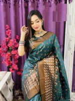 Soft Silk Katan Wedding Saree with Zari Design, 12 Haath