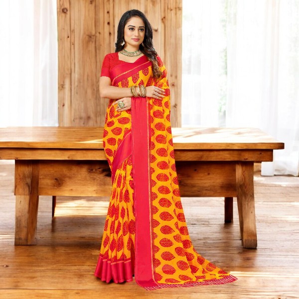 Elegant Indian Jorjet Saree with Blouse Piece