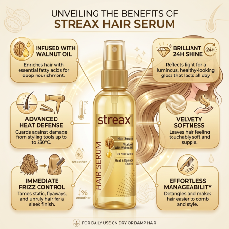 Streax Vitalized With Walnut Oil Hair Serum 100ml (India)