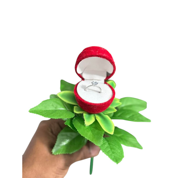 New Arrival Finger Ring With Red Rose Ring Box For Valentine Day