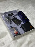 Men's Cotton Shirt, Watch and Perfume Gift Box Set, Sizes M to XL