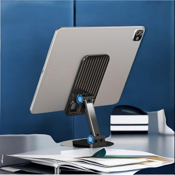 DOLPHY Adjustable & Foldable Phone/Tablet Holder | 360 Degree Metal Mobile Stand for Bed, Office Table, Desk & Home, PC, Smartphone & Tablets