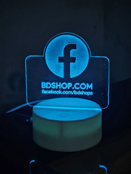 Customizable Facebook Logo Design Acrylic Multicolor Night Lamp – Black