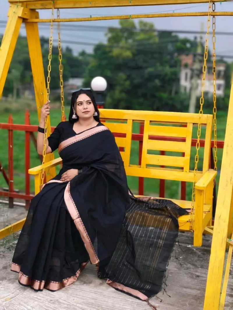 Lightweight Cotton Nokshi Paar Saree with Blouse Piece, 6 Colours