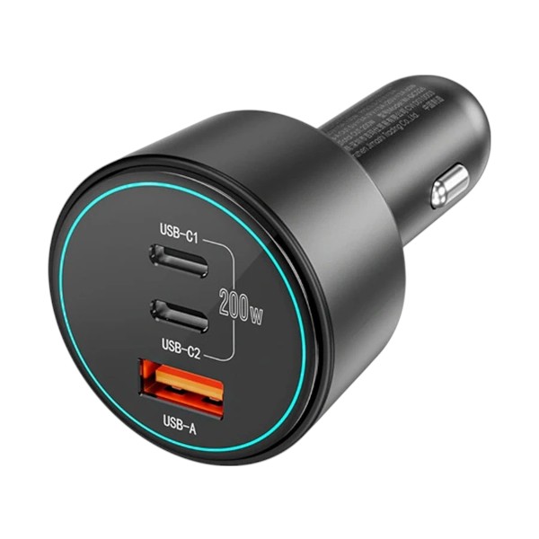 Wiwu Starship 200W 3 Ports Black Car Charger (2xUSB-C & 1xUSB-A)